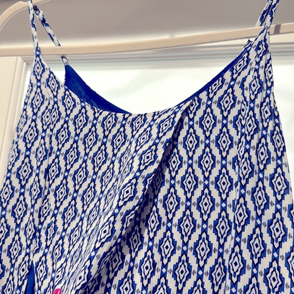 Sugarlips Blue Printed Sleeveless A-Line Summer Mini Dress Size M - Picture 5 of 8